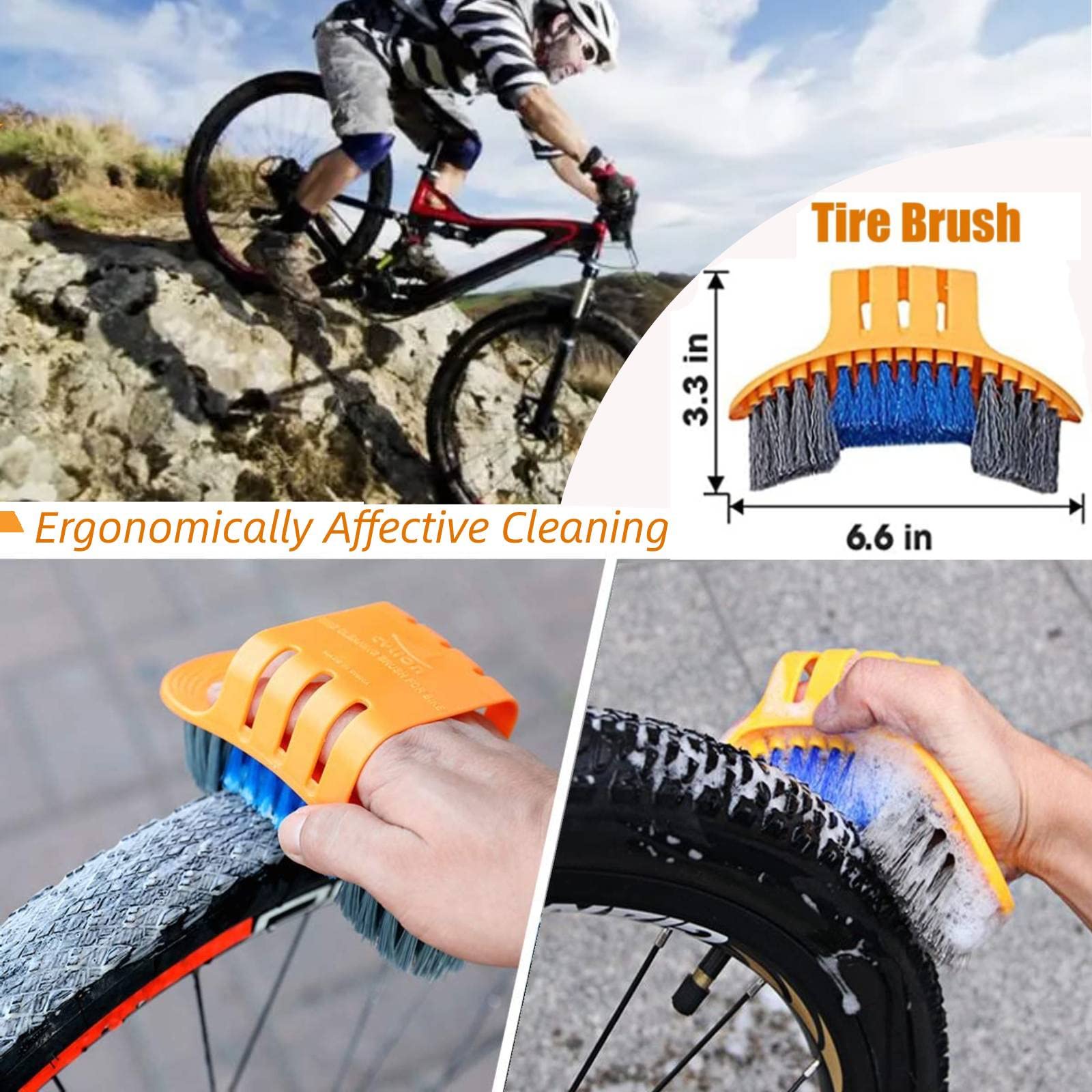 Juego de 7 cepillos de limpieza de bicicleta, juego de cepillos limpiadores de cadena de bicicleta adecuado para bicicleta sucia/carretera/montaña/BMX/híbrida/plegable