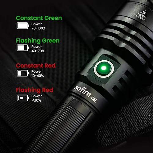 Miniatura 6 de Sofirn Linterna táctica C8L con 3100 lúmenes, linterna recargable con LED XHP50D HI de hasta 1,742.1ft, IPX8 impermeable, para emergencia,