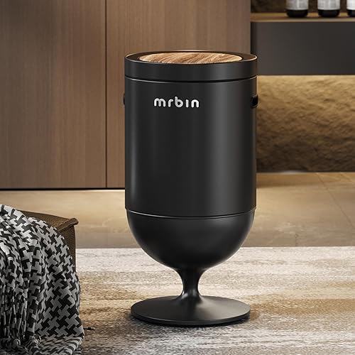 Miniatura 9 de MRBIN Bote de basura de metal con sensor de movimiento para baño con tapa, cesta de basura automática en forma de copa de vino de 5.3 galones, sin