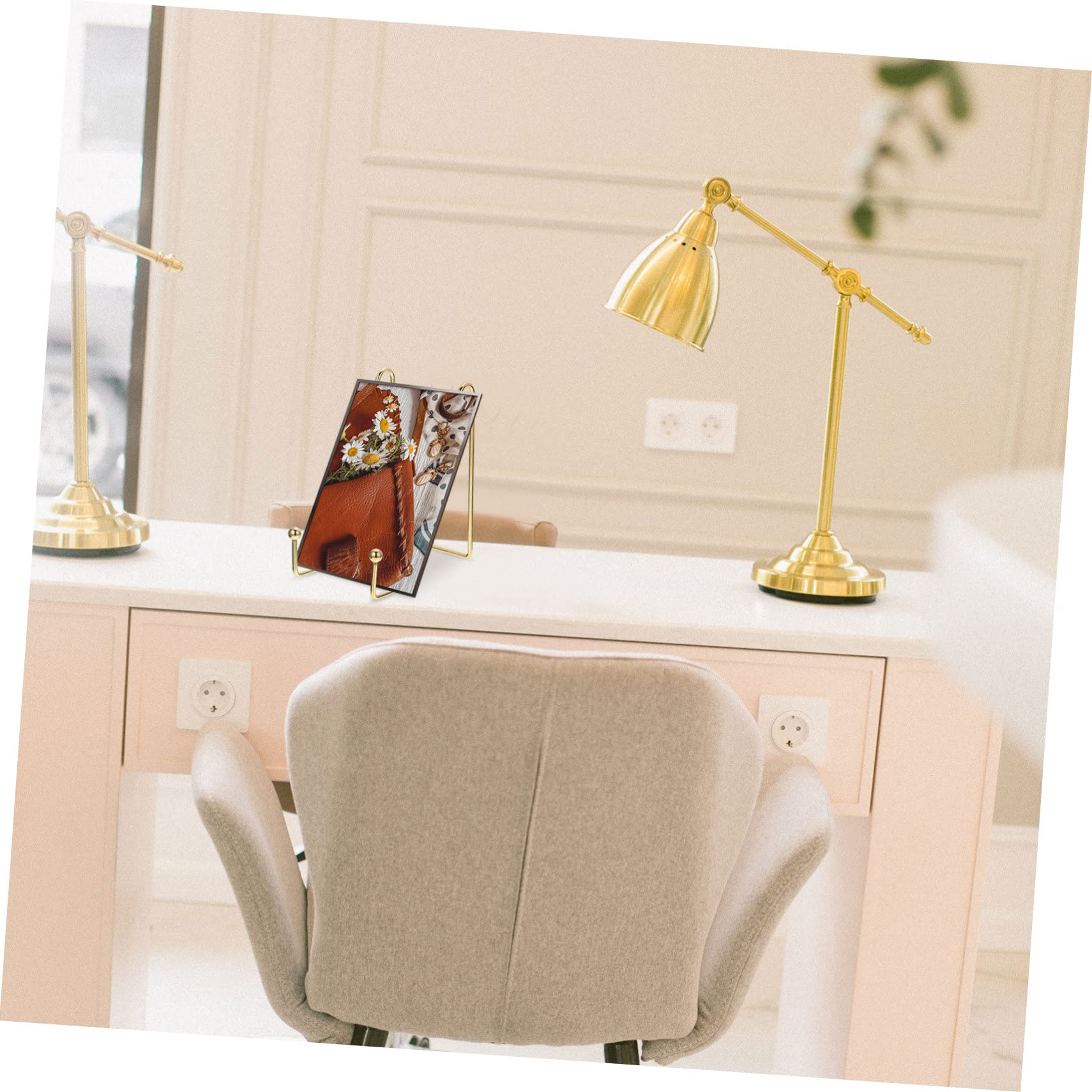 FUNOMOCYA 2pcs Desktop Photo Display Racks Elegant Metal Photo Holders for Home Office Use Smooth Polished Surface Easy Installation for Showcasing Memories