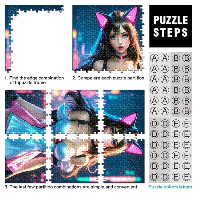 Foto 3 de 6 de Rompecabezas para Adultos 1000 Piezas Chica Gato de Anime Juegos educativos Juguetes de Bricolaje Regalos…