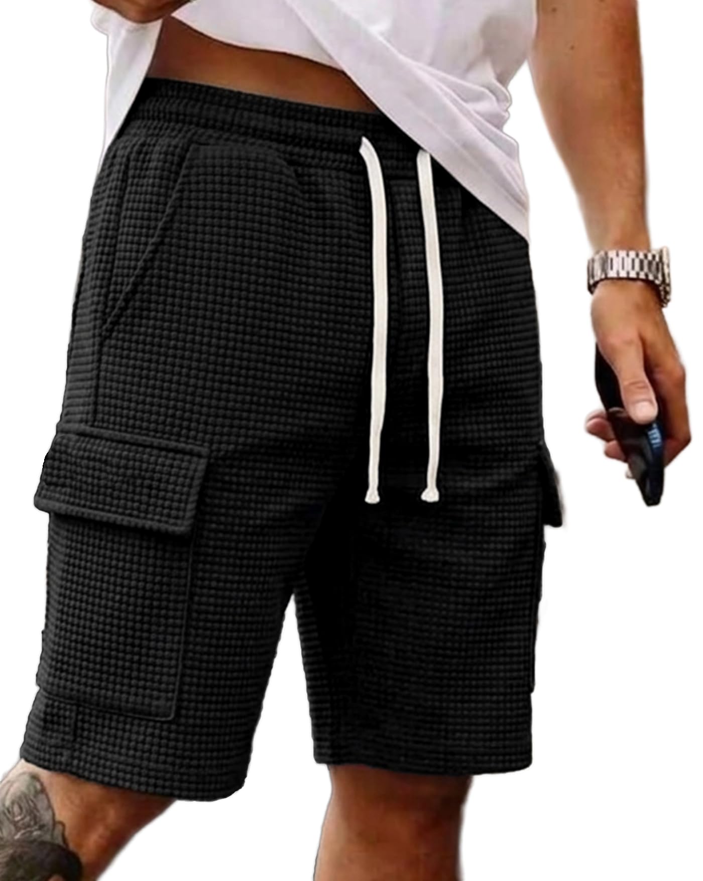 ausk Classic Relaxed Fit Cargo Stretch Shorts for Mens| Half Pant Cargo Shorts with Pockets | Casual Shorts for Mens-picture-10
