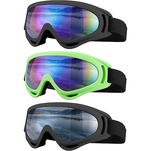 SixYard Ski Goggles, Motorcycle Goggles, 3 Pack Snowboard Snow Goggles for Men Women Adult Youth