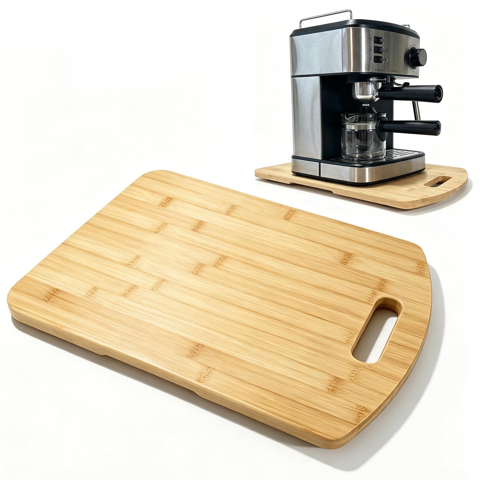 zxevg Bamboo Appliance Slider 360° Rolling Tray 42x31cm