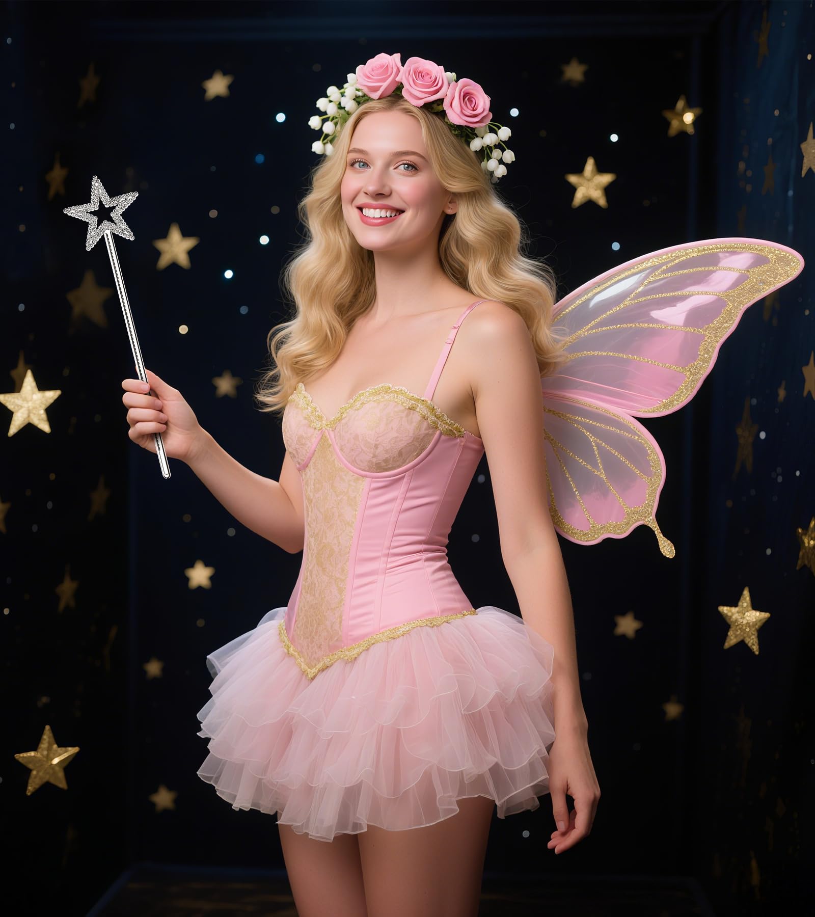 Condition photo showing Brand New for 13 Inches Fairy Wand Silver Star Wand, Magic Sticks Princess Angel Role Play Costume Accessories for Halloween Birthday Party Cosplay (Silver)