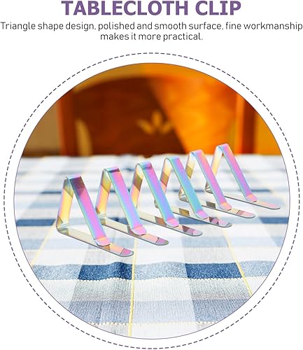 Miniatura 7 de Yardwe Clips para mantel, paquete de 6 clips de acero inoxidable para mantel a prueba de óxido y antideslizante para mantel para el hogar, cocina,