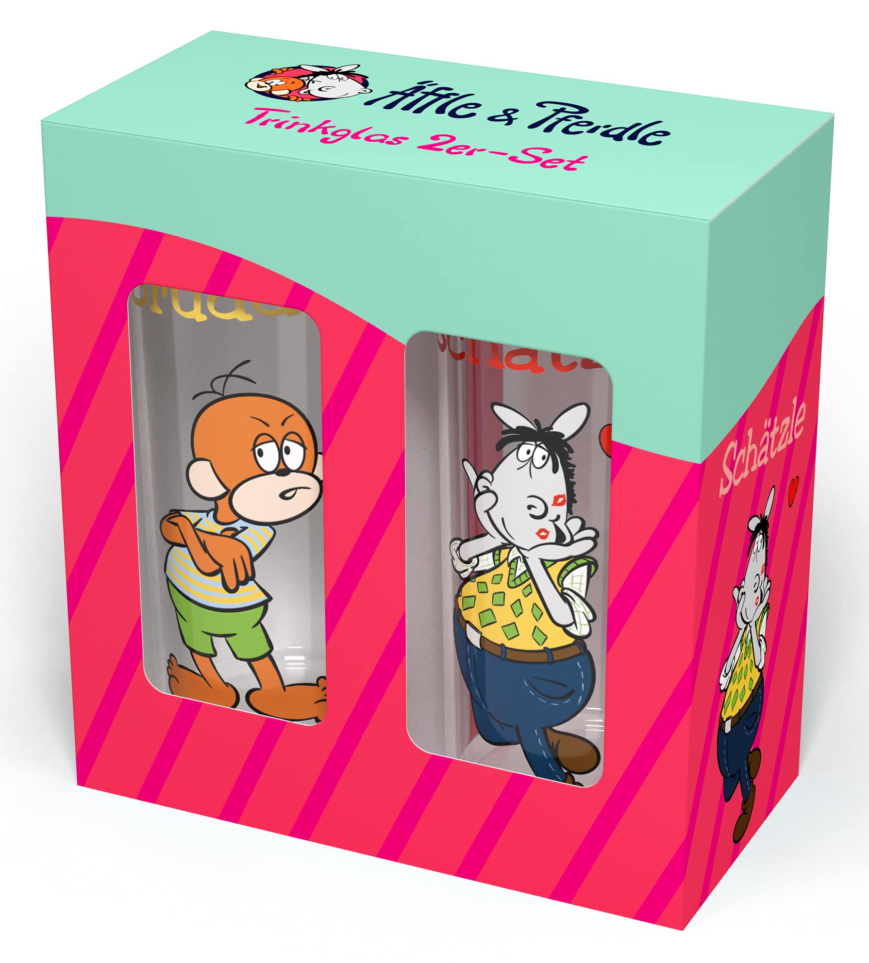 Äffle Und Pferdle Trinkglas 2er-Set – Motive „Butzele“ & „Entaklemmer“, 290 Ml, Spülmaschinenfest