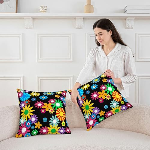 Miniatura 5 de Juego de 2 fundas de almohada con diseño de flores geniales, estilo bohemio, para decoración del hogar, sala de estar, reversible, diseño de flores