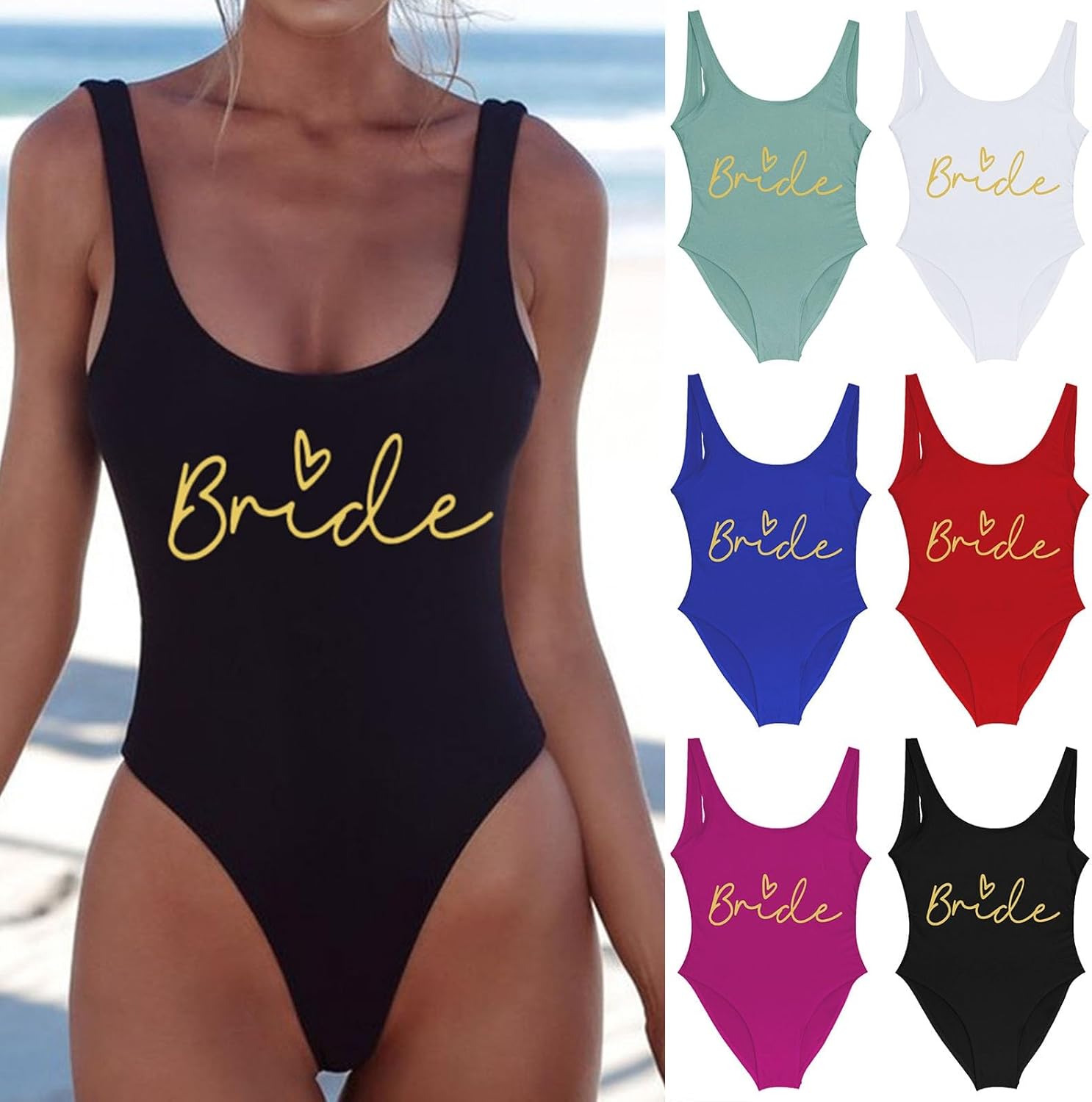 Costume Da Bagno Sposa Team Bride - Bikini Intero Sexy Backless Per Addio Al Nubilato - Foto 5
