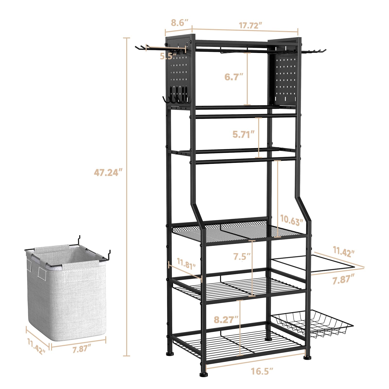 Dumbbell Rack, Home Gym Storage for Dumbbells Kettlebells Yoga Mat & Strength Training Equipments, Weight Rack with Peg Board Organizer, Workout Storage Gym Organizer Gym Equipment Storage, Black 1