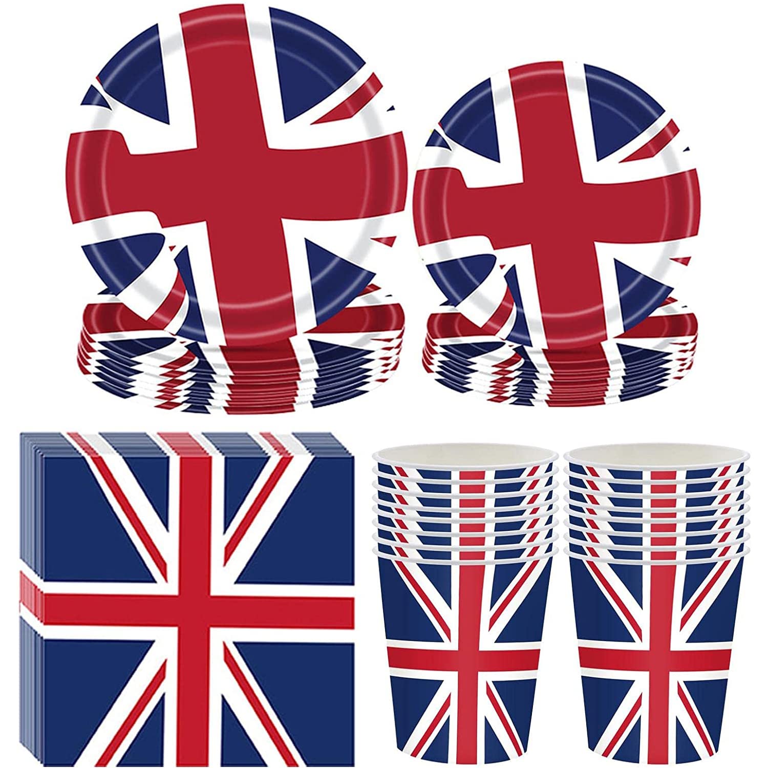 Buy 64 Pcs Union Jack Tableware Set, Union Jack Party Supplies 2022