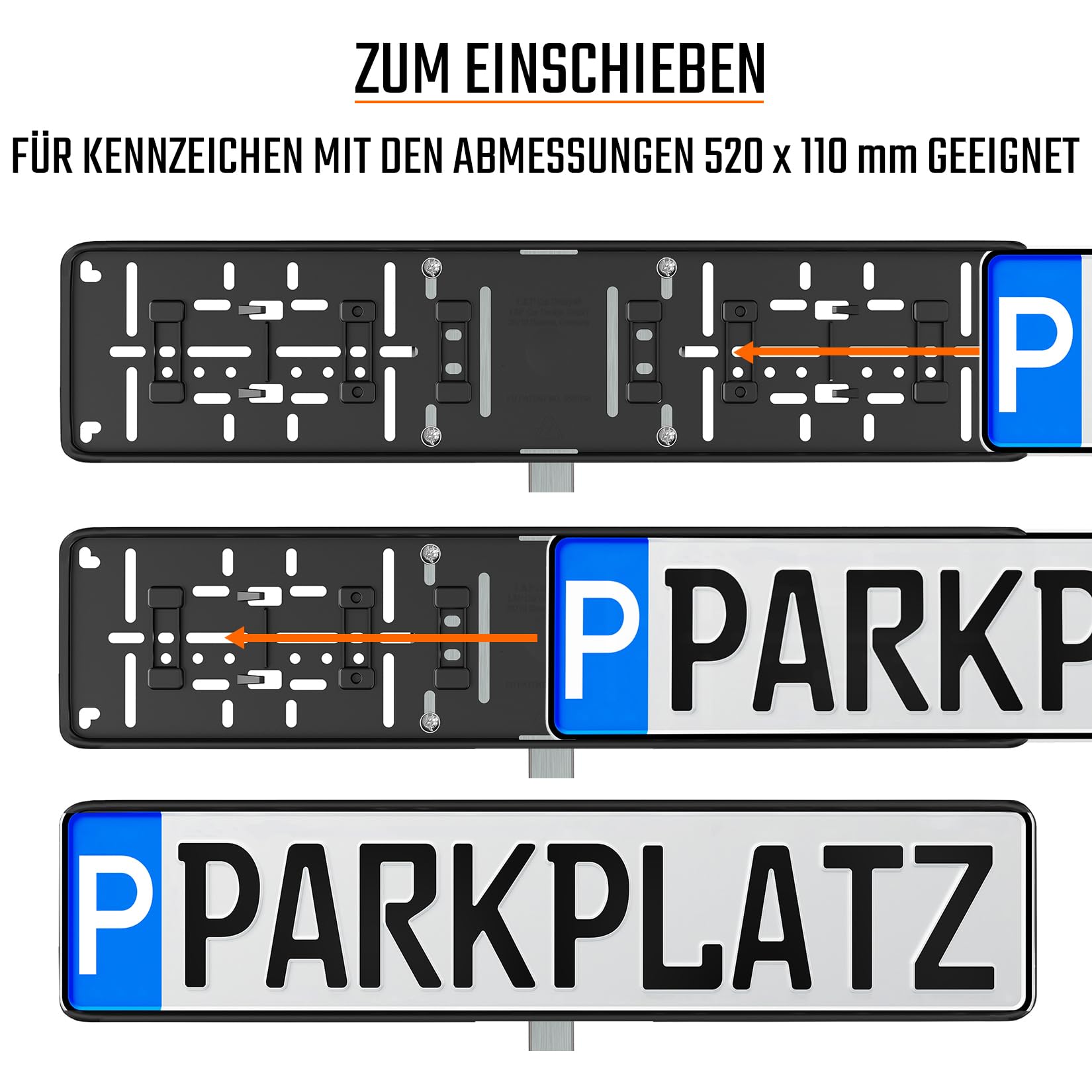 Einschlagpfosten Erdspieß für Kennzeichen 520x110 Halterung zum Einschieben Parkplatzkennzeichen Pfosten Edelstahl Kennzeichenbefestigung Schilderbefestigung Schildbefestigung Parkplatzmarkierung