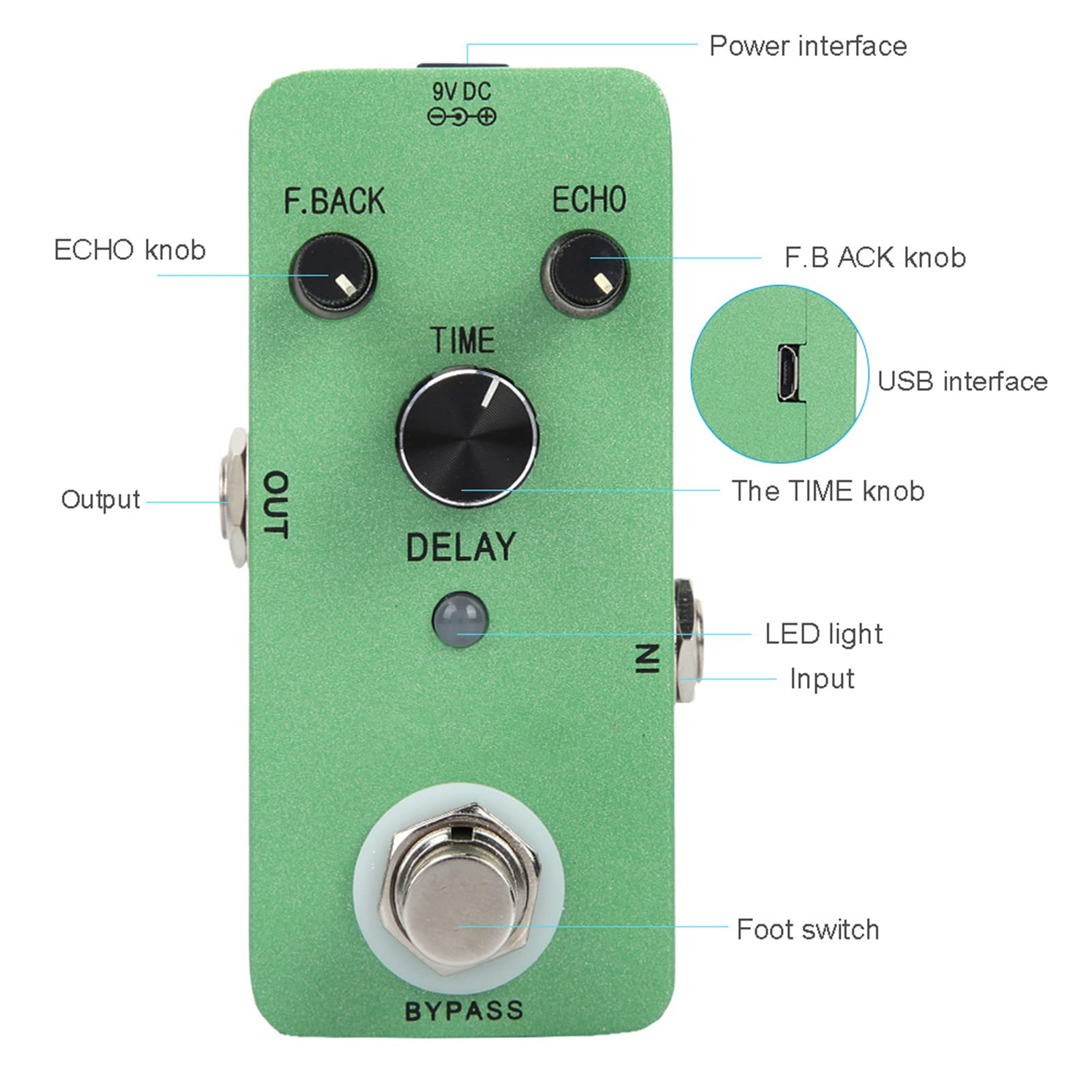 Efecto de Retraso Procesador de Sonido Efecto de Guitarra de Guitarra Efecto de Cinta Retro Adecuada para Guitarristas