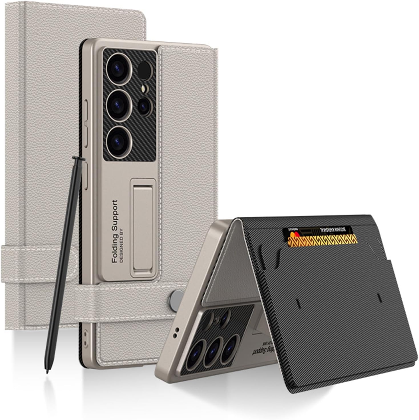 Wallet Case for Samsung Galaxy S25 Ultra/S25 Plus/S25, Flip Kickstand Leather Cover with Card Holder Wireless Charging Full Body Protection,Grey,S25