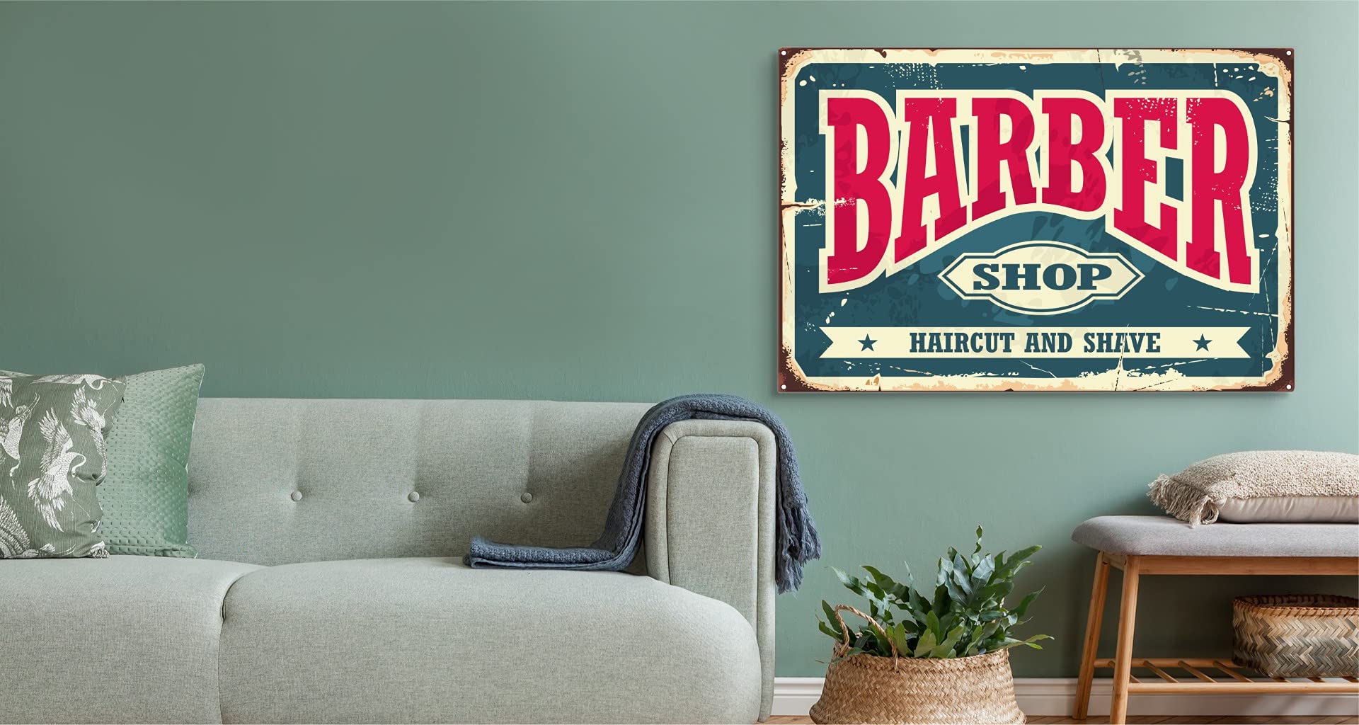 Muralo Wandbilder Barber Shop, Aufschriften, Vintage, XXL - 100x70 cm