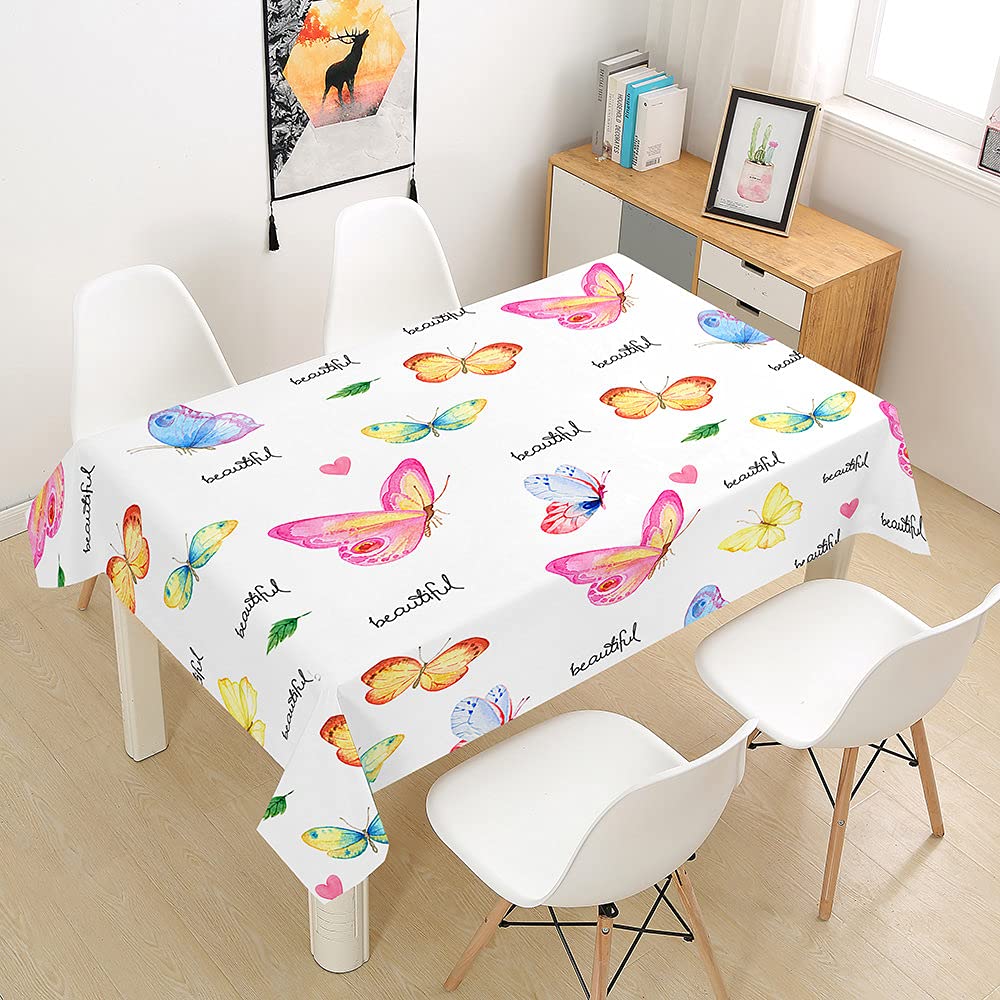 Hearda Multicolore Tablecloth Wipeable Waterproof Wipe Clean, 3D Butterfly Printed Rectangle Tablecloths Table Cover For Kitchen Picnic Party Buffet Weddings Birthday Christmas (,90X90cm)