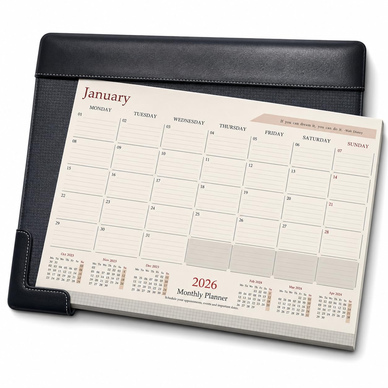 Panku Calendario da tavolo 2026 di ricambio per planner da tavolo, 12 mesi, gennaio 2026, dicembre 2026, 38,1 x 29,9 cm, agenda giornaliera per ufficio