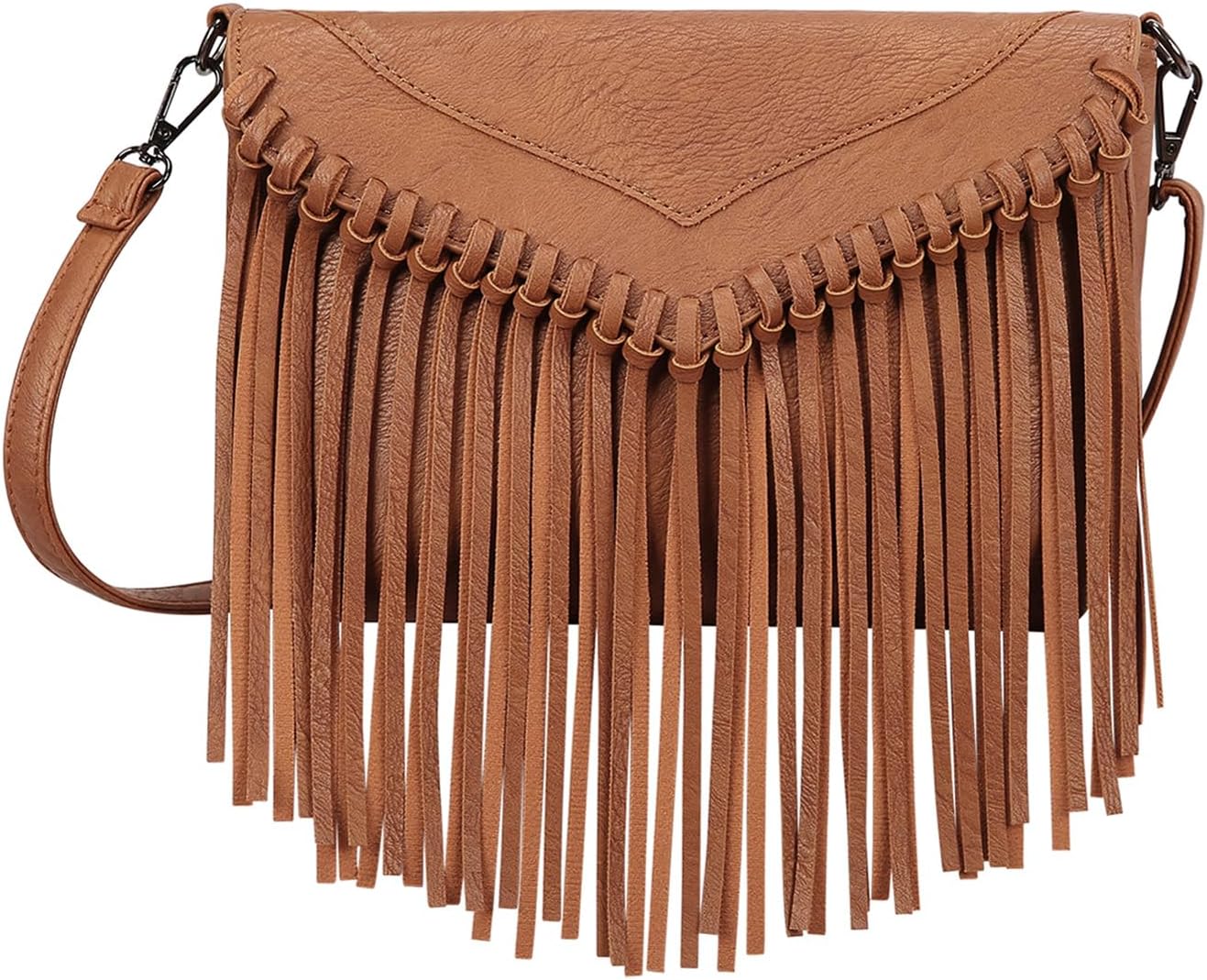 HDE Women's PU Leather Hobo Fringe Crossbody Tassel Purse Vintage Small Handbag