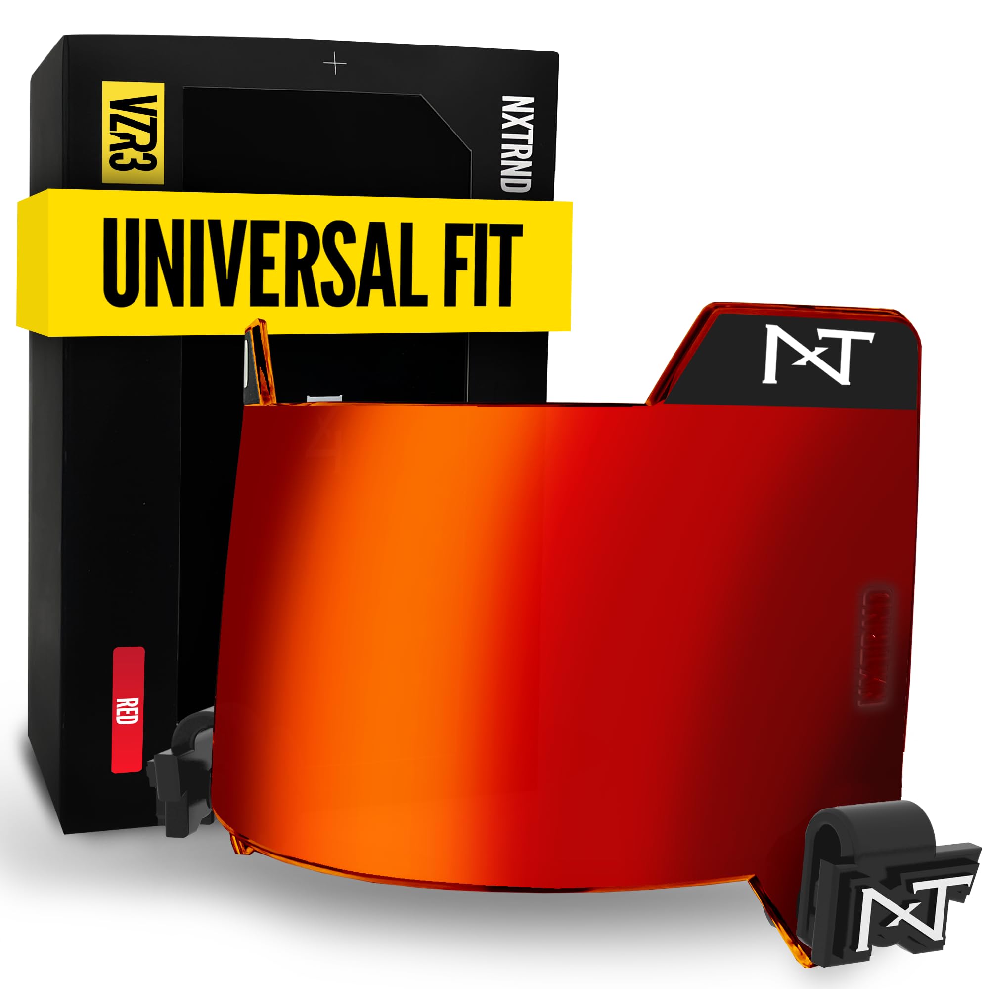 Nxtrnd VZR3 Football Visor, Curved Lens Technology, Fits Adult & Youth Football Helmets (Red)
