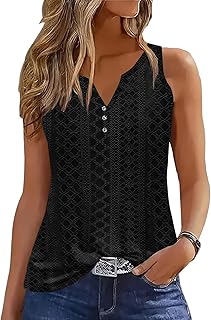 Tank Tops for Women 2026 Summer Casual Button Down Shirts Loose Fit V Neck Sleeveless Tshirt Blouse