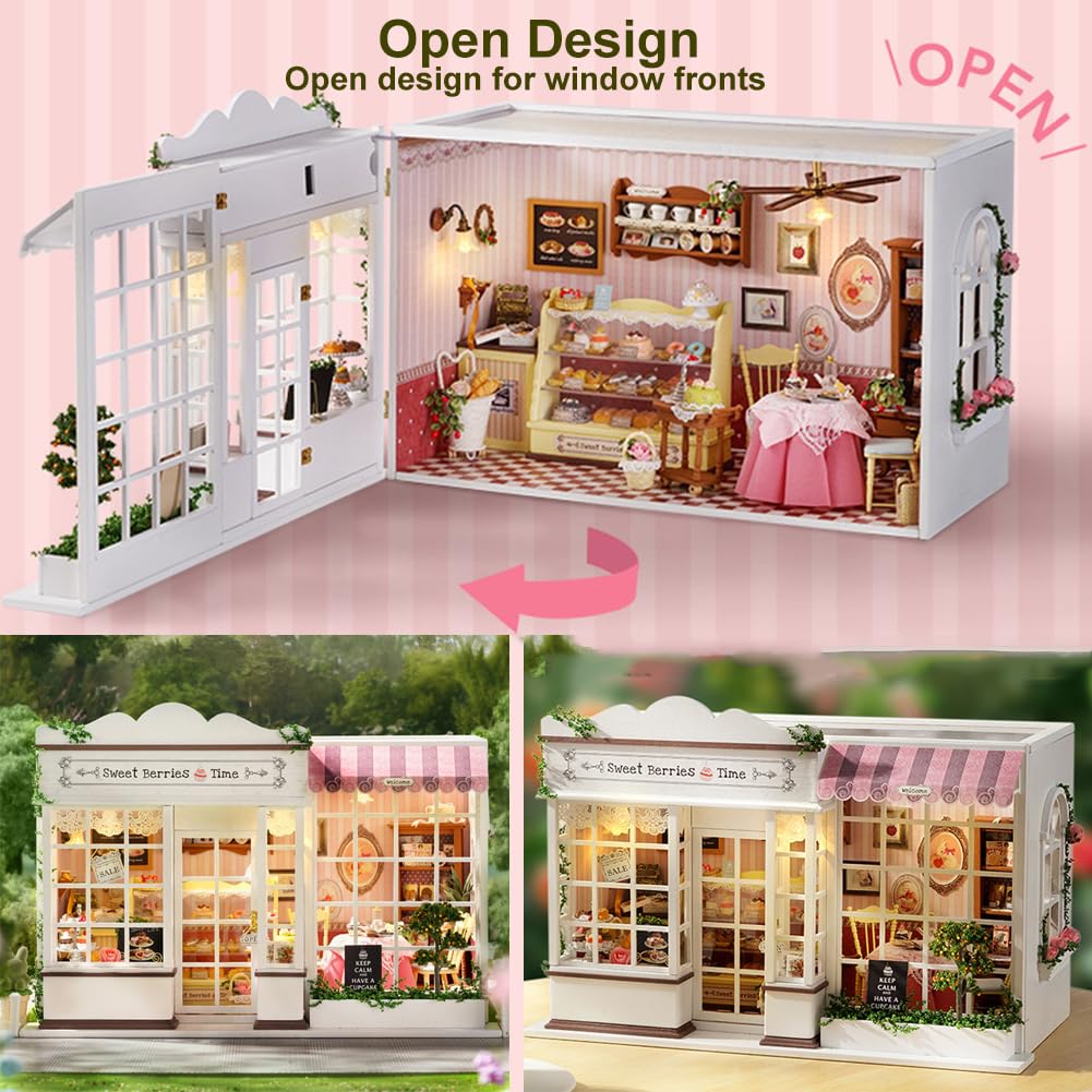 DIY Miniatur Puppenhaus Kit, Sweet Berries Time Theme 3D Holzpuzzle Tiny House Kit Hobbys für Frauen Erwachsene Handwerk Geschenke/mit Staubschutz