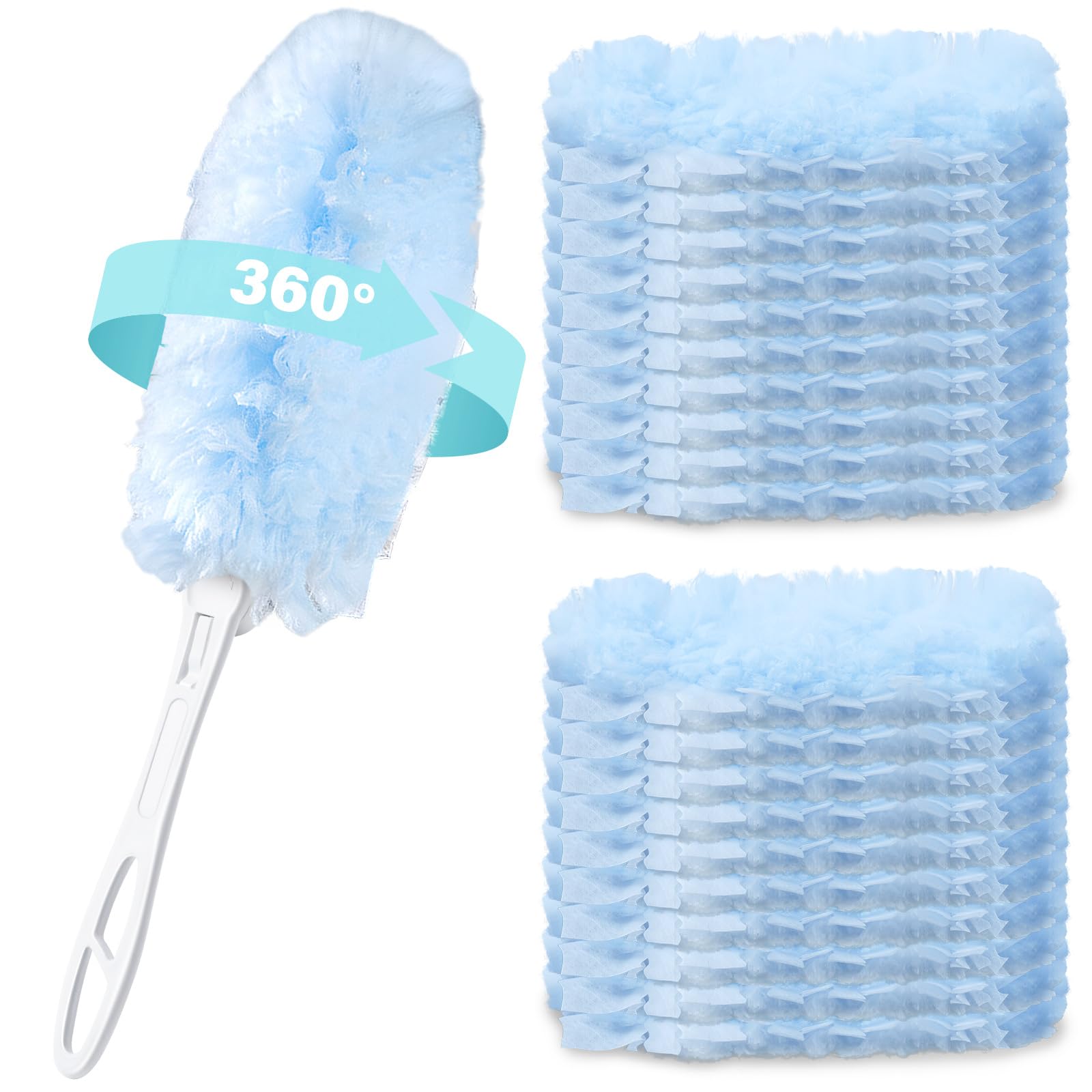 Compatible Duster Refills for Swiffer - 360 Heavy Duty Disposable Microfiber - 20 Count with 1 Foldable Handle,Ergonomic Design - Efficient Cleaning for Home Offices Schools and Commercial Spaces