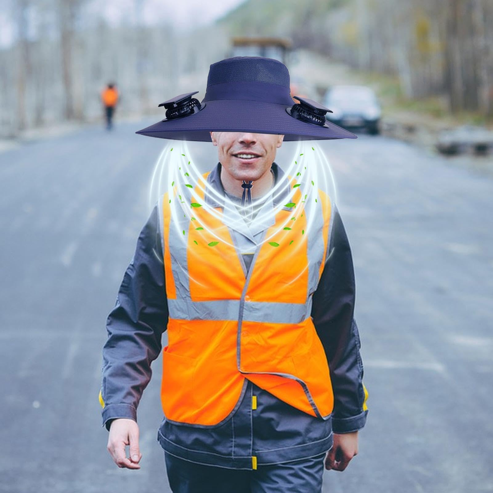 Cappelli da uomo a energia solare, cappello da sole USB con ventilatori ad energia solare, traspirante, a tesa larga, anti-UV, impermeabile, copricapo | campeggio, pendolarismo, escursionismo, golf