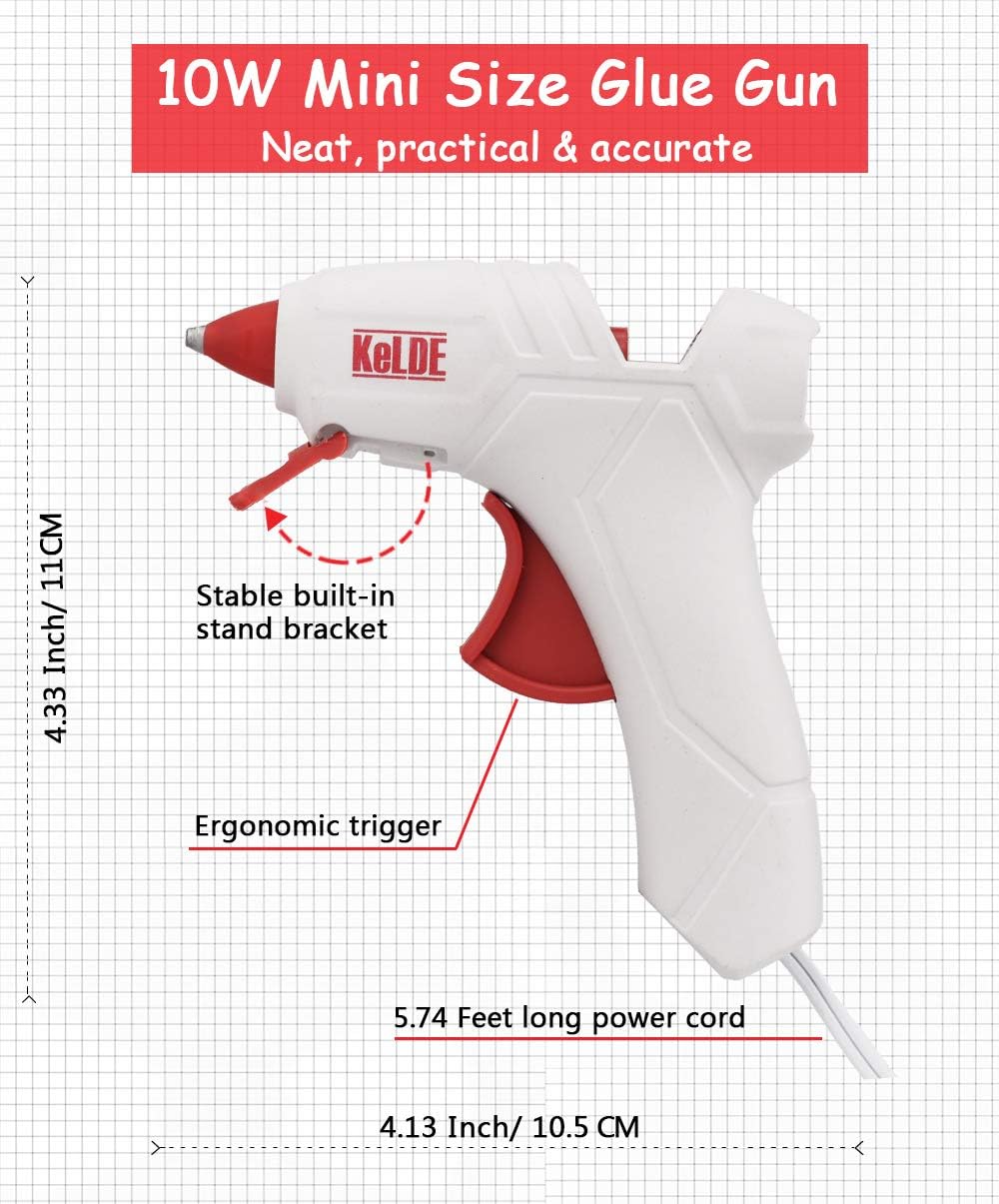 57-Piece Hot Glue Gun Kit, KeLDE 100W Full Size Heavy Duty Glue Gun, Bonus 10 Watts Mini Glue Gun, Includes 2 pcs Extra Fine Tips, 50 pcs Glue Sticks for DIY, Craft Projects & Repair : Tools & Home Improvement