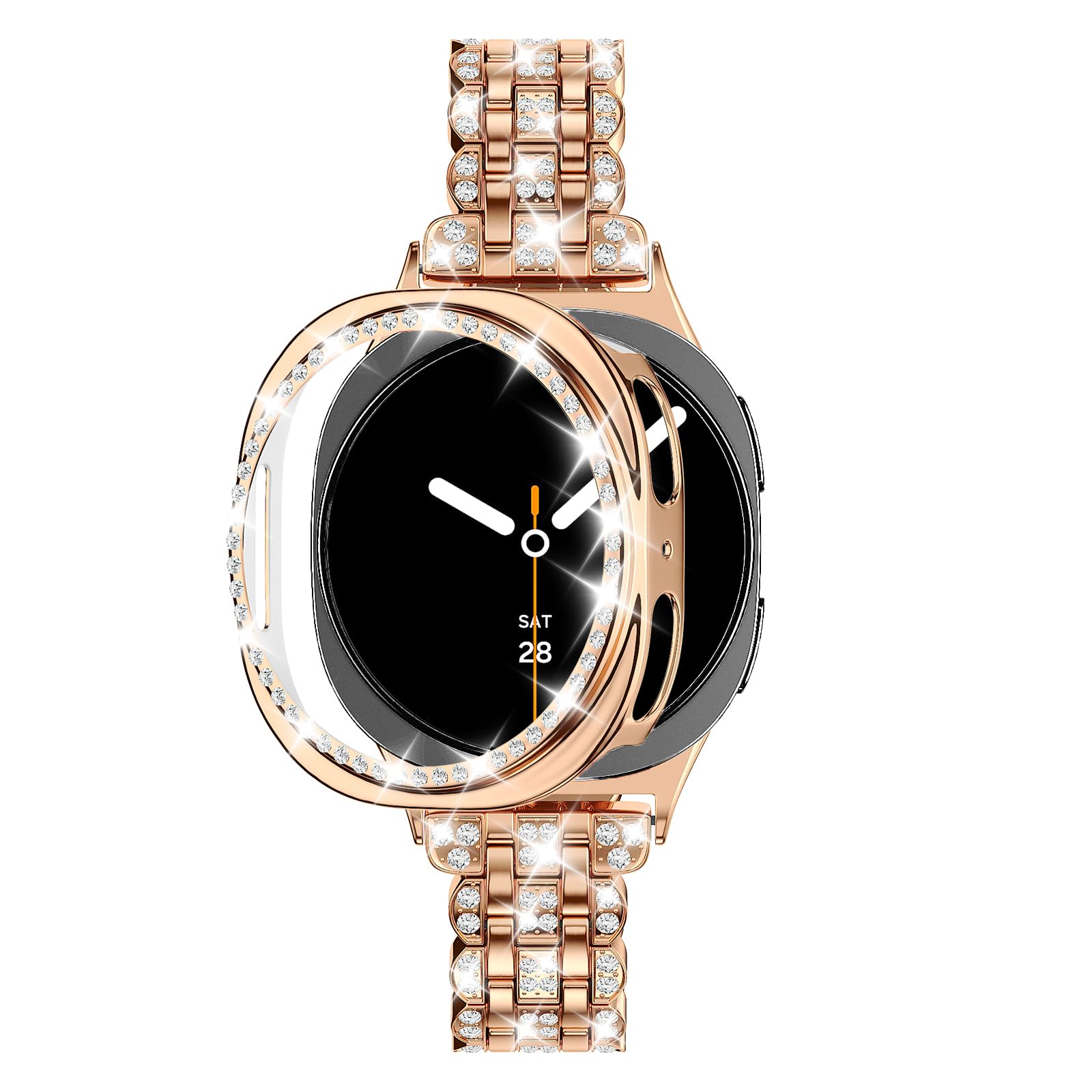 Bling Band + Hülle kompatibel mit Galaxy Watch 8 40 mm/44 mm, Damen-Ersatzarmband und Abdeckung für Samsung Galaxy Watch 8