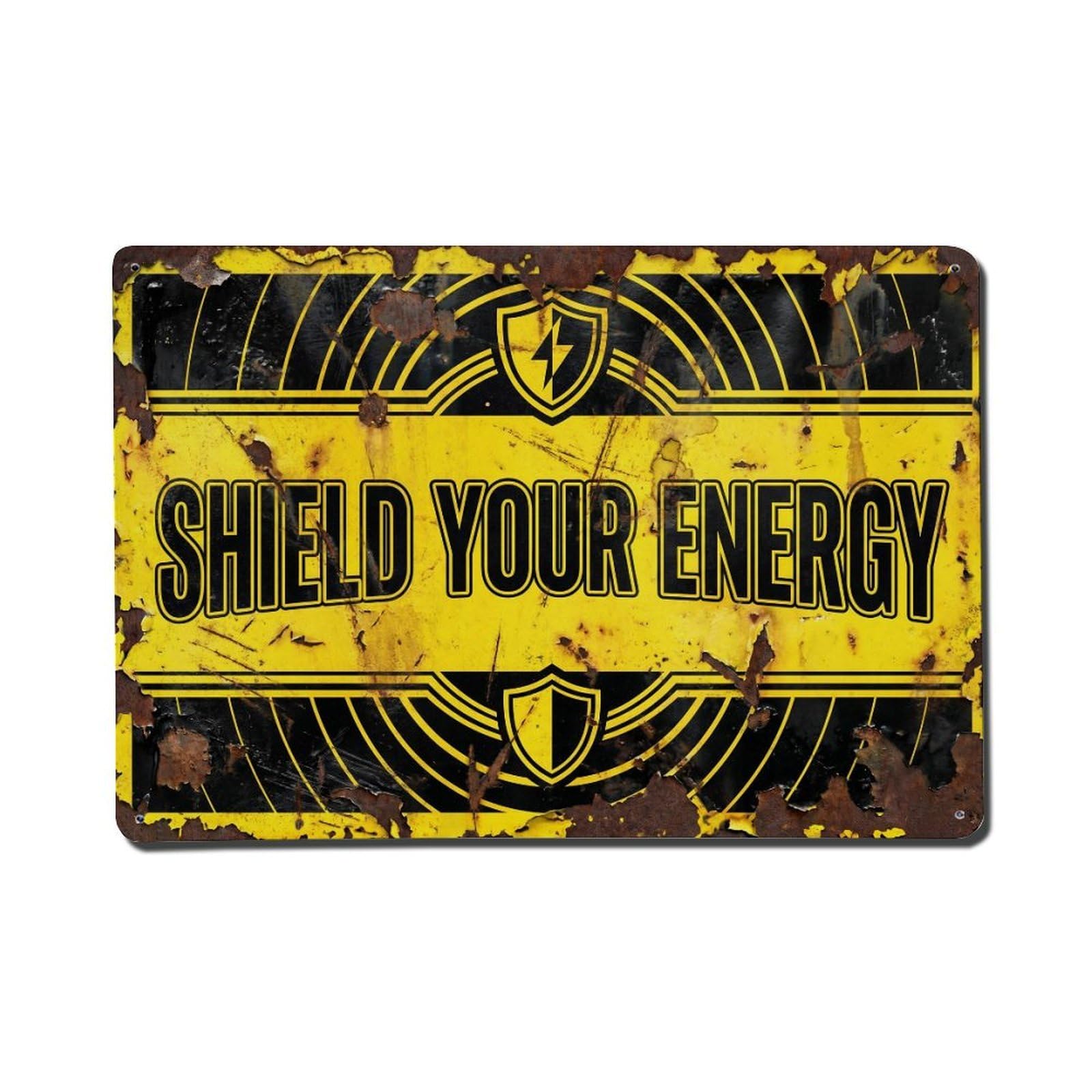 Shield Your Energy Boundaries Retro Motivational Slogans Vintage Metal Tin Sign Wall Decor for Cafe, Club, Garden Metal Poster 8x12Inch