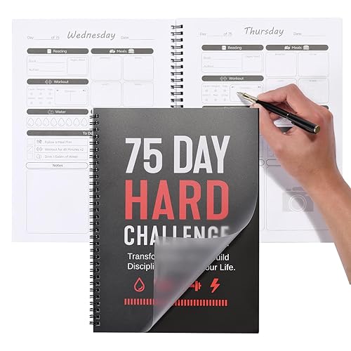 75 Hard Challenge Book, All-in-One Daily Progress Journal, Fitness Hydration