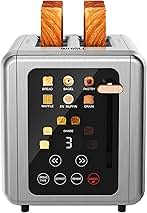 WHALL Touch Screen Toaster 2 Slice,Stainless Steel Digital Timer Toasters,6 Bread Types & 6 Shade Settings,Smart Extra Wide Slots Toaster With Bagel,Cancel,Defrost Functions