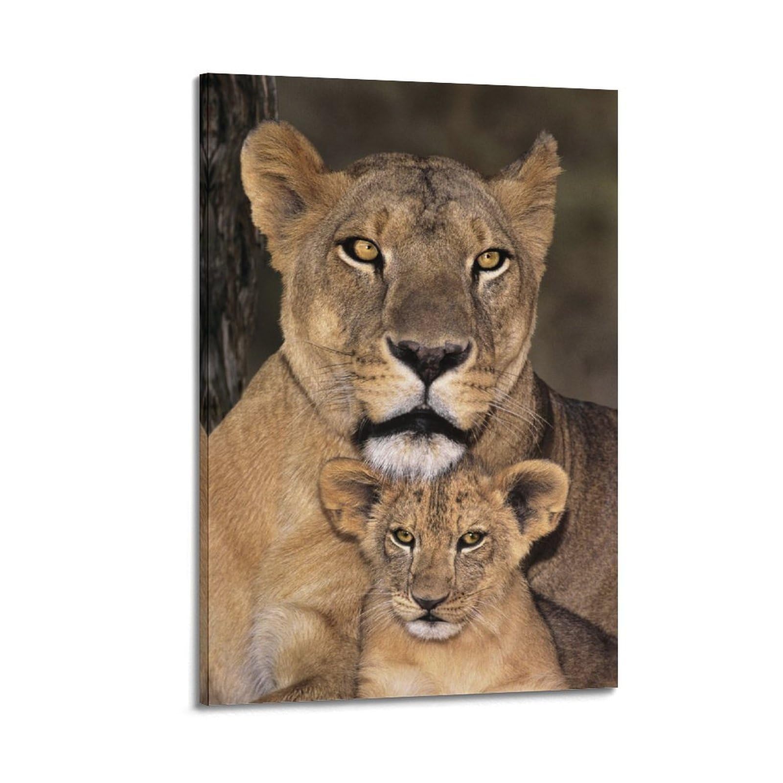 Xkuga Boys Frame-Style African Lioness And Cubs Warm Vibes Poster Wildlife Vintage Modern Decorative Canvas Prints - Ideal Wall Art For Family, Man Cave, Game Room, & Girls Bedroom 20X30inch(50X75cm)