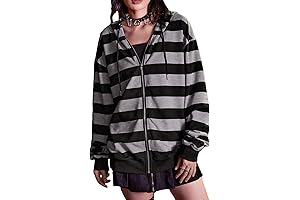 Women's Casual Striped Zip-Up Hoodie & Jacket