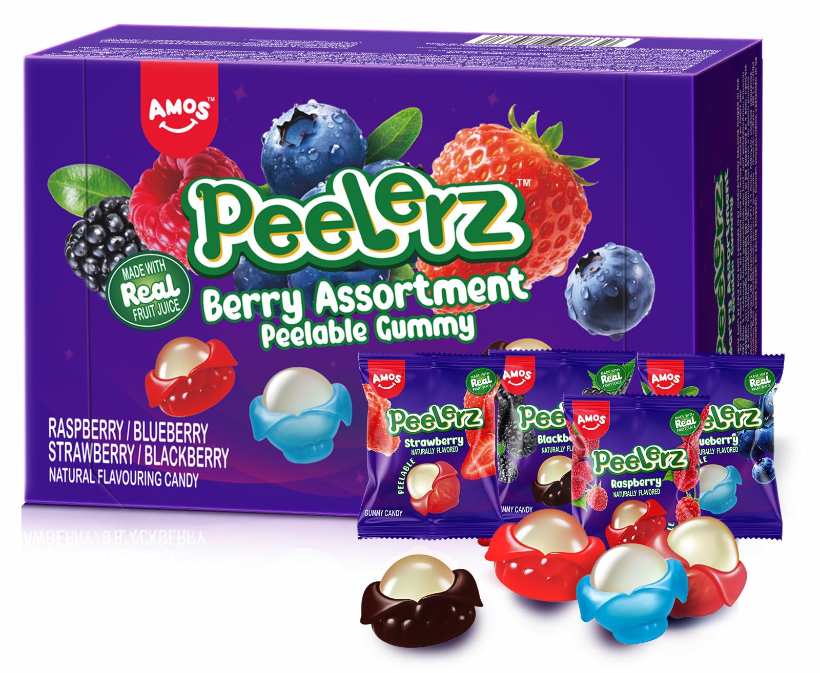 AMOS Peelerz Fruchtgummis Süßigkeiten, Bananen Ostern Süßigkeiten Geschenke Bonbons Candy, 3D Süßigkeitens Einzeln Verpackt Sweets Süßes Christmas - Packung 240 g (Banana)
