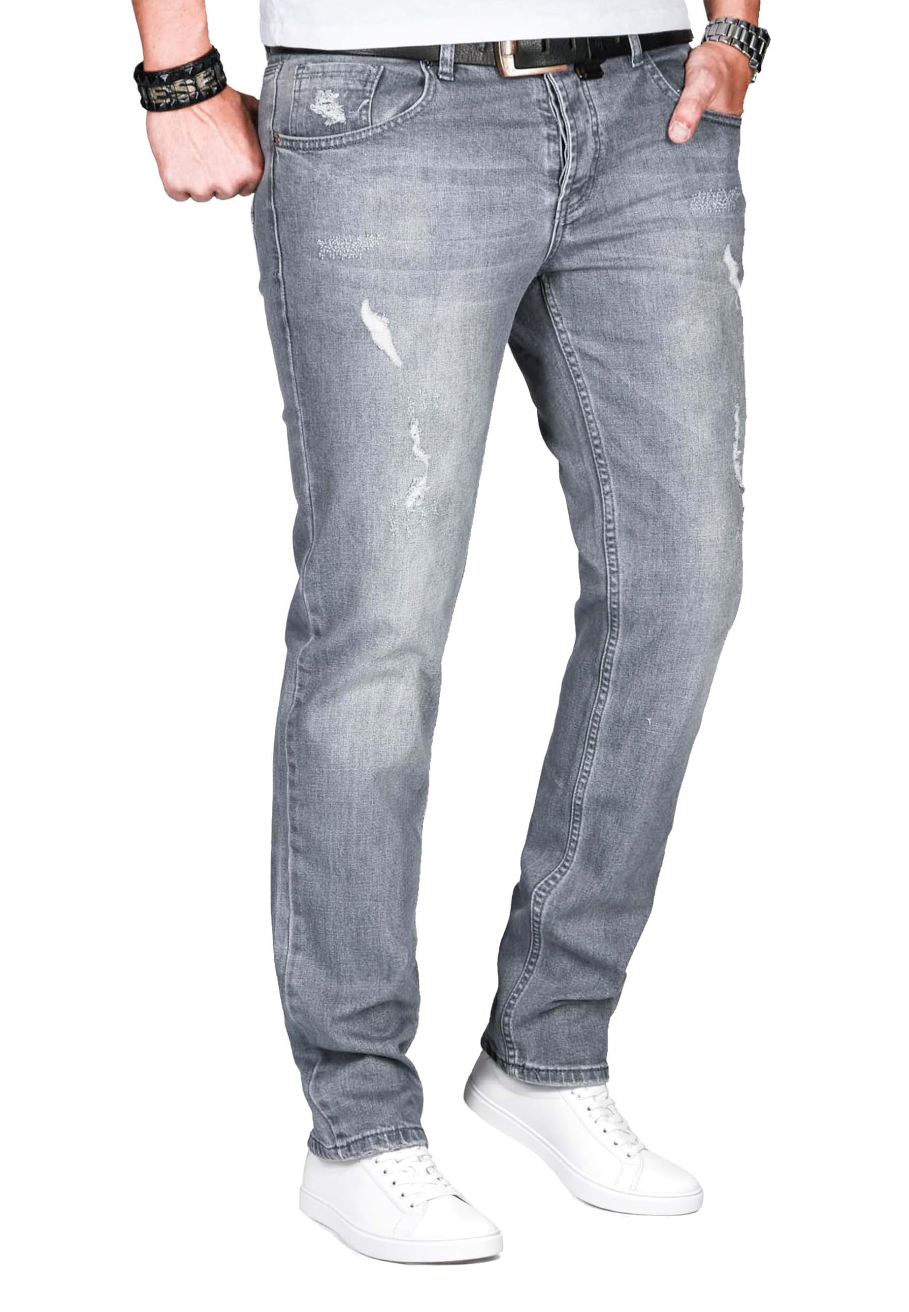 ALESSANDRO SALVARINI Męskie dżinsy Slim Fit Denim Stretch Jeans spodnie jeansowe