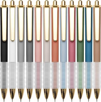 Linbsunne Ballpoint Pens Black Medium Point 1mm Pen with Super Soft Grip Ball Point Pen for Men Women Retractable Pens