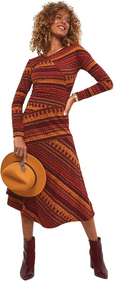 Joe Browns Women's Autumnal Asymmetric Stripes Dress Casual