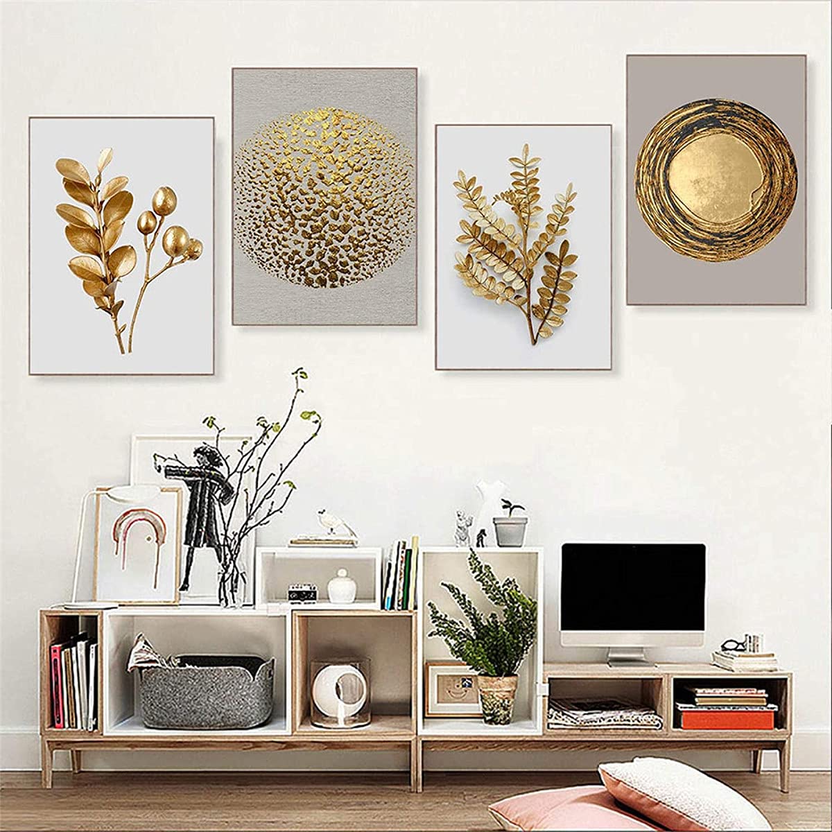 Amazon Co Jp 抽象 アート 4枚組 アートパネル モダン キャンバスパネル 壁飾り 壁掛け おしゃれ 簡約 シンプルゴールデンフルーツシルバーレターリーフ 北欧 旅館 自宅用 リビング ダイニング 玄関用 店舗用 装飾 取り付けやすい 額入り内側の木製フレーム付き30x50cmx4