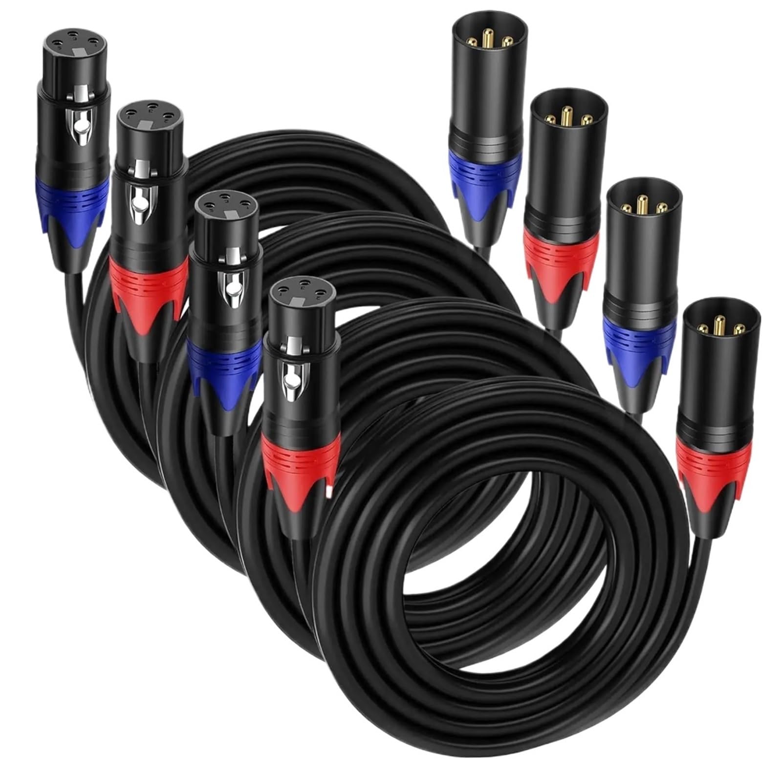 XLR męski na żeński XLR kabel audio 4 szt. kabli mikrofonowych XLR kabel przedłużający AMP do 3-pinowego głośnika do miksera scenicznego DMX(7 m)