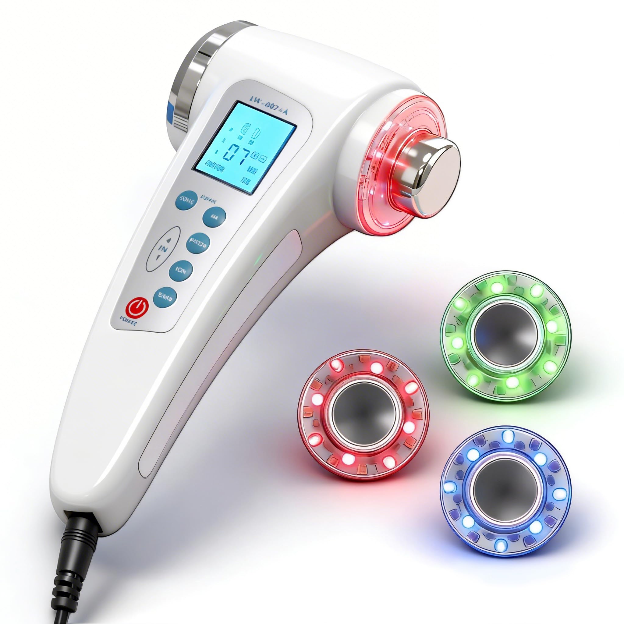 Aparato de ultrasonidos cosmético 1 MHz + 3 MHz reafirmante, reducción de arrugas, rejuvenecimiento de la piel, cuidado profundo, 2 cabezales para cara y cuerpo