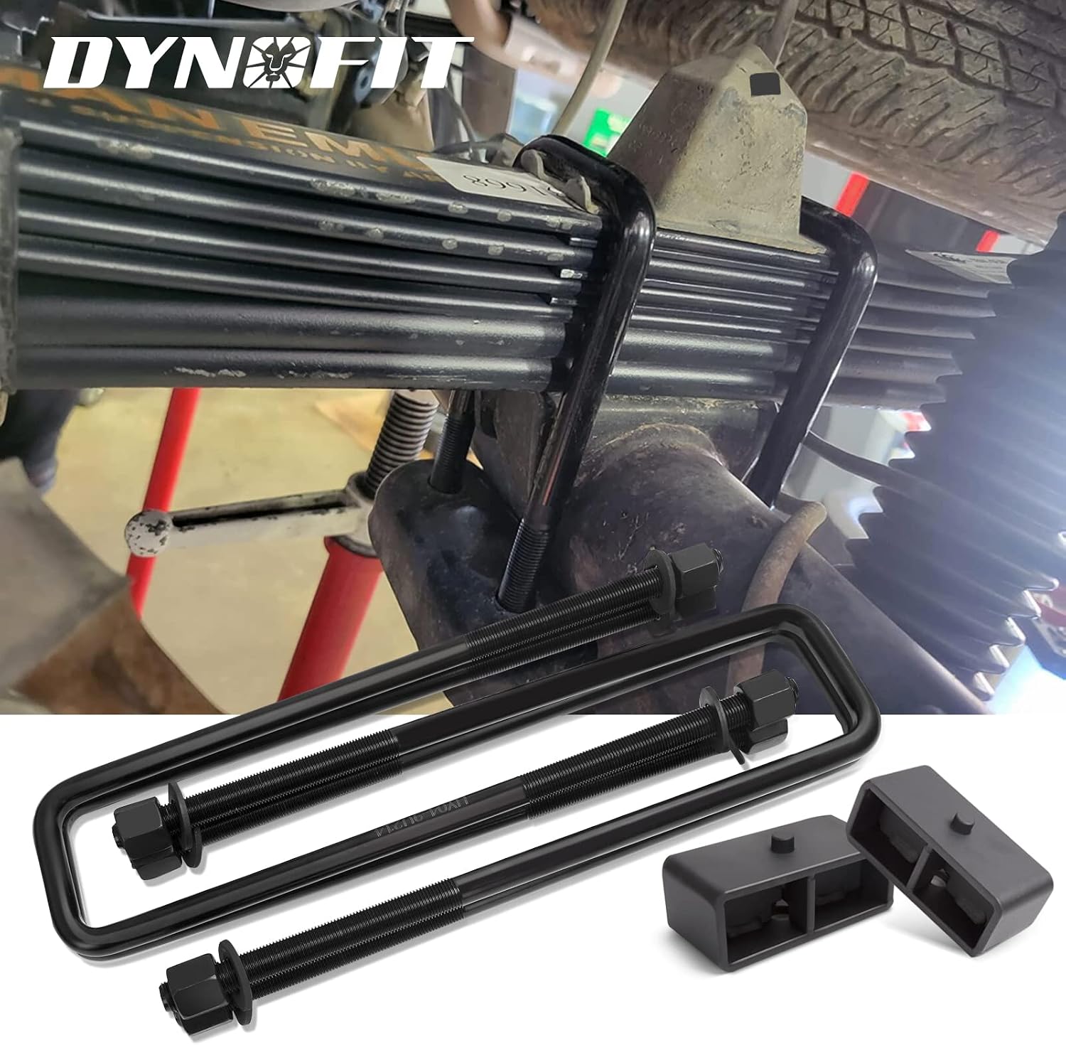 Dynofit 2" Lift Block Kit for 2000-2010 Chevy Silverado 1500 2500 3500 & GMC Sierra 1500HD 2500HD 3500HD 2WD 4WD, 2inch Rear Leveling Kit with Square U-Bolts for 8 Lug Truck Suspension