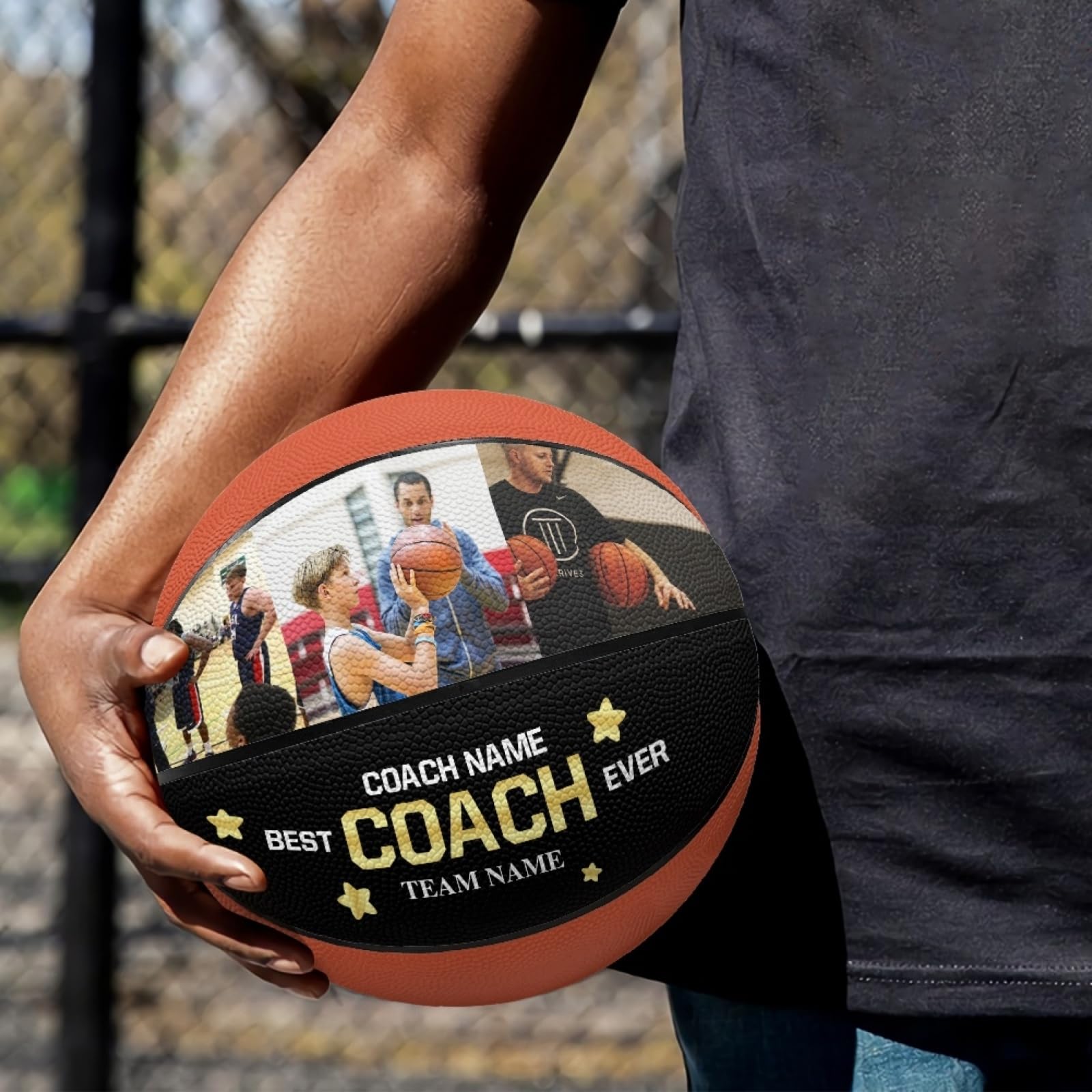 Ballon de Basketball Personnalisé Taille 5/7 74,9 cm Photo Prénom Cadeau Fête des Pères Noël Anniversaire