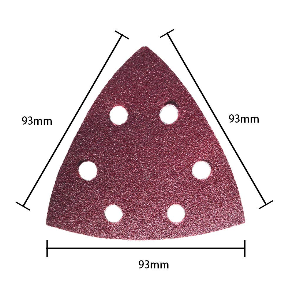 Disco abrasivo per carta vetrata con carta vetrata triangolare da 100 pezzi da 93 mm con gancio e amp; Supporto ad anello per grana 60 80 120 180 240,100 pezzi grana 60,h