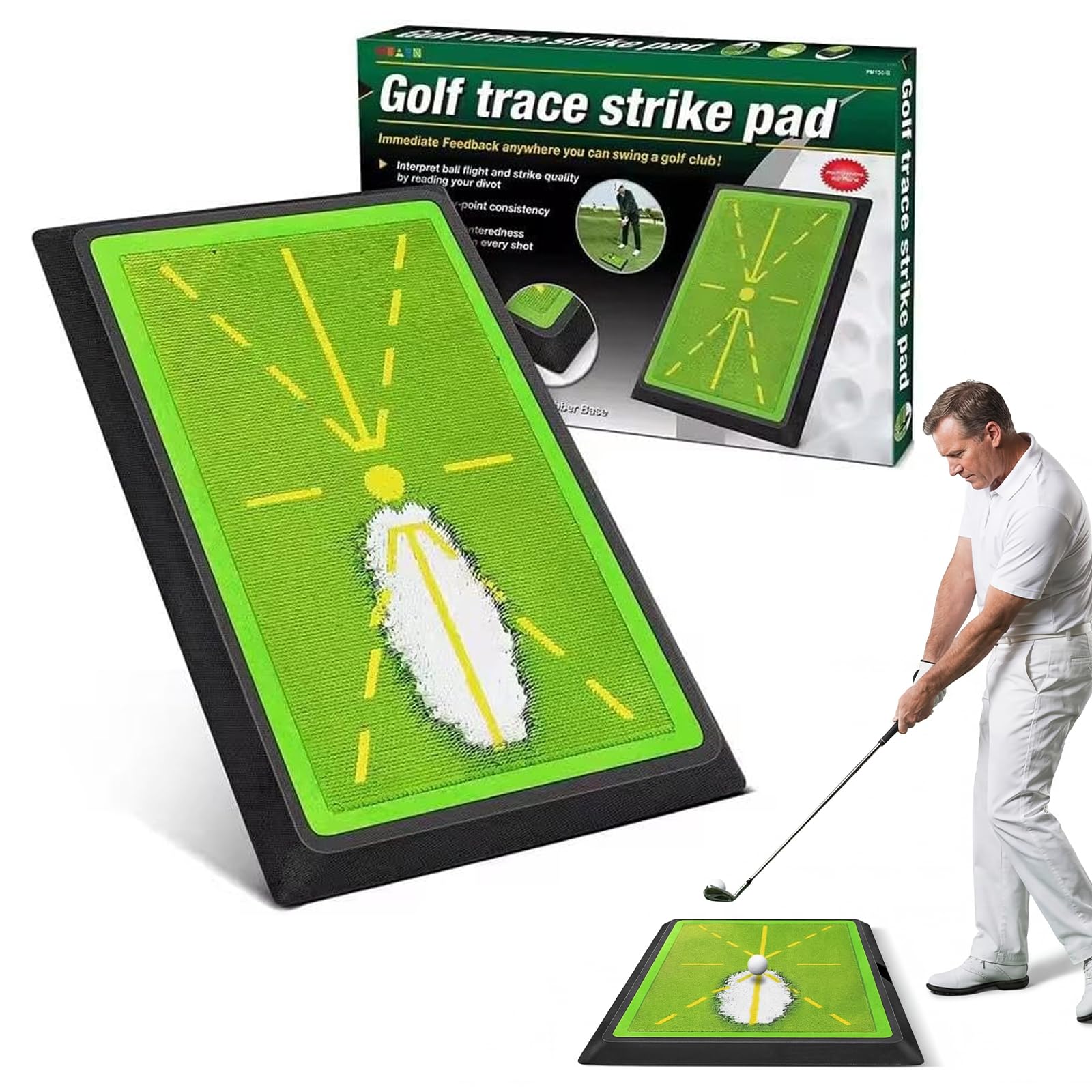 Tapis Entrainement Golf 30,5 X 43,2 cm, Tapis Golf Base Antidérapante pour Un Swing Précis et Un Feedback Immédiat, Intérieur/Extérieur pour Débutants et Golfeurs