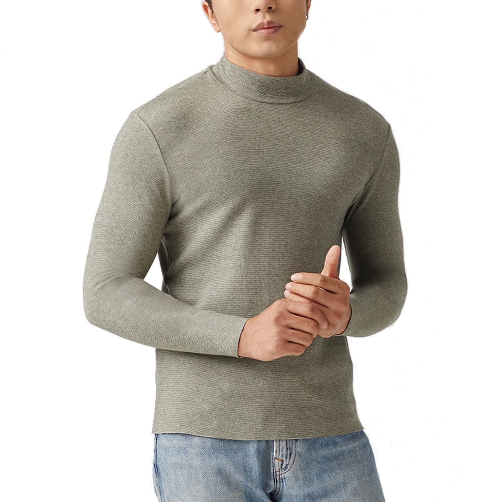 Sous-vêtements thermiques pour garçons, sous-vêtements thermiques en acrylique - Haut vert - Col mi-haut - Sous-vêtements fonctionnels - Pour jogging, moto - Plusieurs tailles, vert, XL