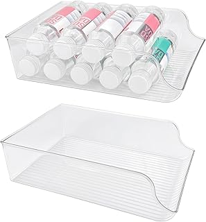 2 Pack Water Bottle Organizer Storage for Refrigerator, Fridge Drink Organizer Plastic Water Bottle