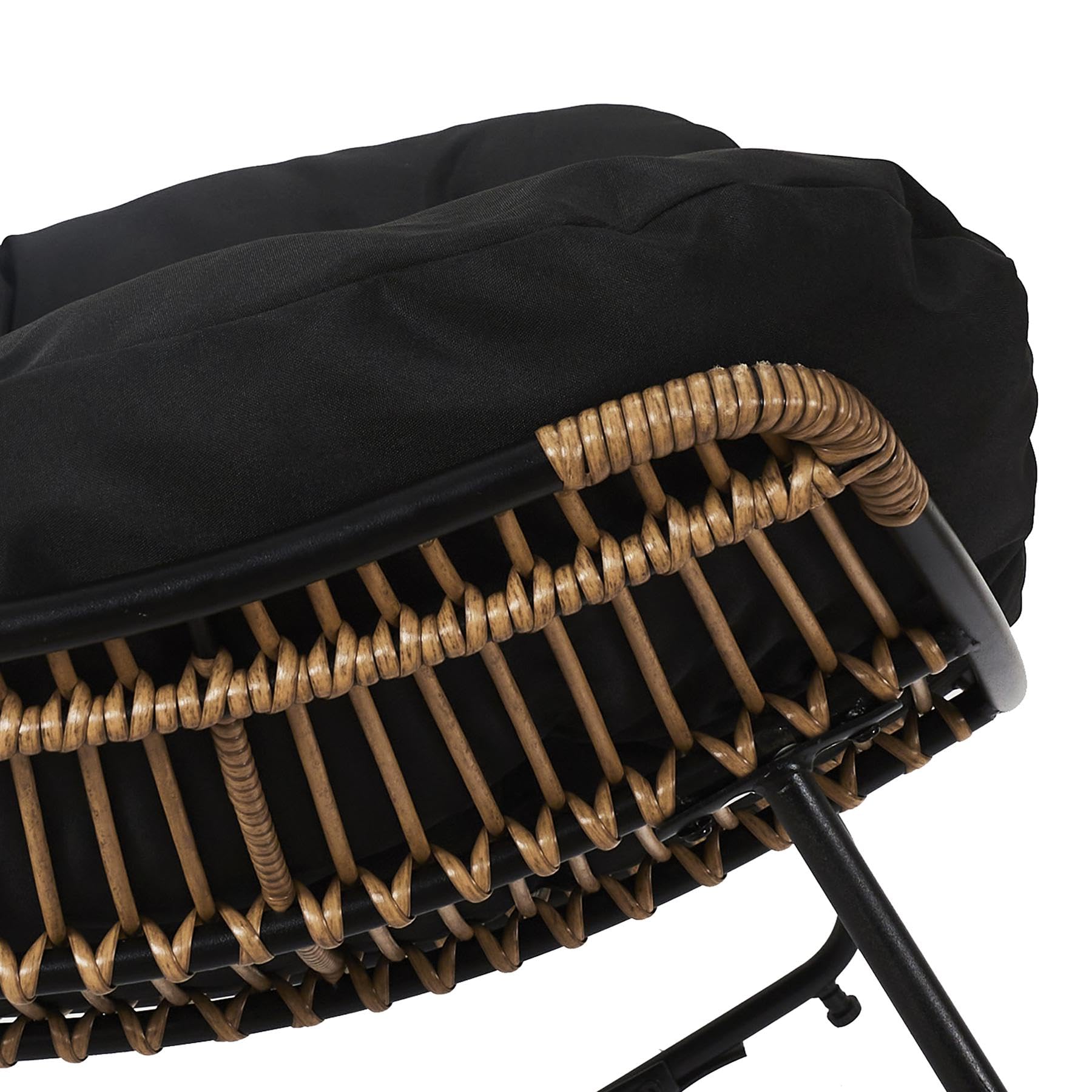 HOME DECO FACTORY, Fauteuil de Jardin à Bascule, Tulum, en Fer, Fauteuil Oeuf à Bascule de Jardin, Assise Capitonnée, Effet rotin résistant aux UV, Noir | Fer, fauteuil de jardin à bascule Tulum, assise œuf capitonnée, jardin ou terrasse, noir