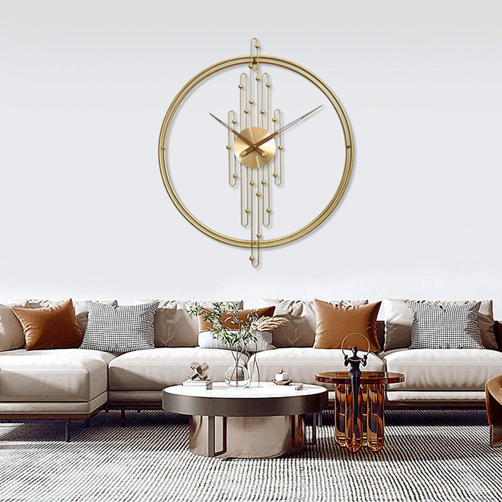 Reloj de Pared Moderno Estilo Granja de 60 cm, Elegante Reloj de Pared Industrial de Metal, Reloj Redondo Decorativo silencioso sin tictac para Sala de Estar, Dormitorio, Cocina