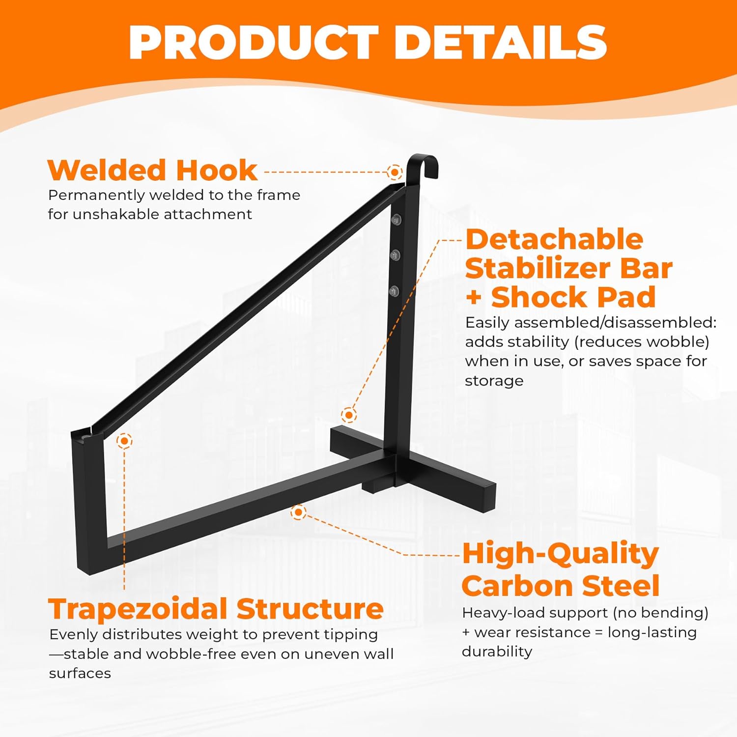 Sidasu 4 Pack Heavy Duty Shipping Container Brackets,21.52"(D) x14.57(H)- Black Powder Coated Steel Shipping Container Shelving Brackets for Cargo Containers, Easy to Assemble & Remove